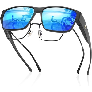 image:imageDUCO HD Polarized Sunglasses That Fit Over Glasses for Men Women 8986  UV400 Protection Lightweight23g TR90 Frame SkinFriendly Square Wrap Around Sunglasses For Driving Sports DailyMatte Black Frame Revo Blue Lens