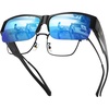image:imageDUCO HD Polarized Sunglasses That Fit Over Glasses for Men Women 8992Black Frame Revo Blue Lens