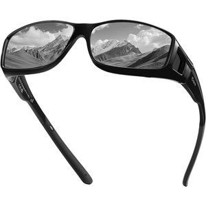 image:imageDUCO HD Polarized Sunglasses That Fit Over Glasses for Men Women 896801 Black Frame Gray Lens