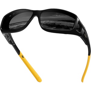 image:imageDUCO HD Polarized Sunglasses That Fit Over Glasses for Men Women 896811 Black Frame Yellow Temple Gray Lens