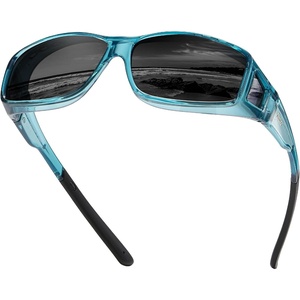 image:imageDUCO HD Polarized Sunglasses That Fit Over Glasses for Men Women 896812 Transparent Blue Frame Gray Lens