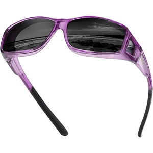 image:imageDUCO HD Polarized Sunglasses That Fit Over Glasses for Men Women 896813 Transparent Purple Frame Gray Lens