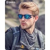 image:imageDUCO Polarized Carbon Fiber WrapAround Sunglasses for Men DC8335Black Frame Blue Lens
