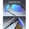 image:imageDUCO Polarized Carbon Fiber WrapAround Sunglasses for Men DC8335Black Frame Blue Lens