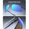 image:imageDUCO Polarized Carbon Fiber WrapAround Sunglasses for Men DC8335Gunmetal Frame Revo Blue Lens