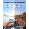 image:imageDUCO Polarized Carbon Fiber WrapAround Sunglasses for Men DC8335Matte Black Frame Brown Lens