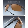 image:imageDUCO Polarized Carbon Fiber WrapAround Sunglasses for Men DC8335Matte Black Frame Brown Lens