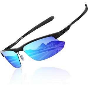 image:imageDUCO Polarized Carbon Fiber WrapAround Sunglasses for Men DC8335Black Frame Blue Lens