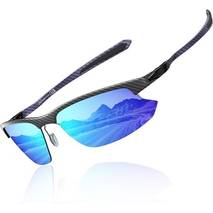 image:imageDUCO Polarized Carbon Fiber WrapAround Sunglasses for Men DC8335Gunmetal Frame Revo Blue Lens