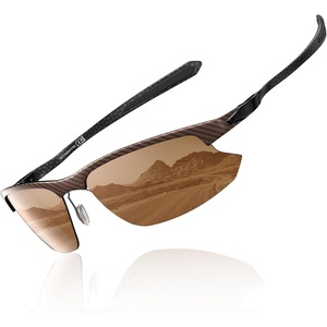 image:imageDUCO Polarized Carbon Fiber WrapAround Sunglasses for Men DC8335Matte Black Frame Brown Lens